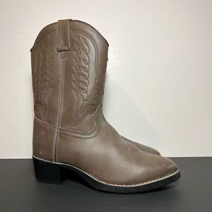 Kids DURANGO Dark Tan Distressed Leather Western Boots / Size 2D